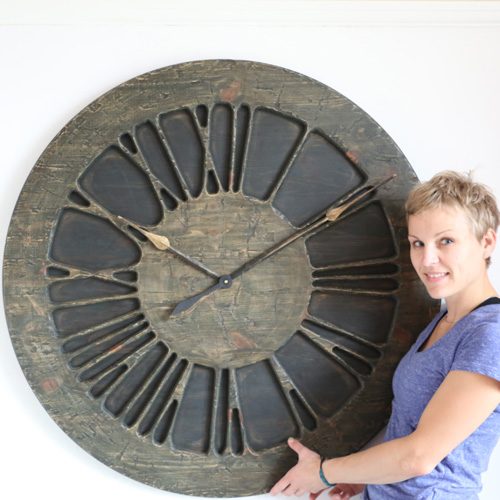 Handmade 40" Roman Numeral Rustic Wall Clock - Wood
