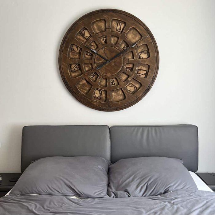 Giant Wall Clock over bed