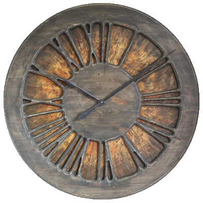 Rustic Wall Clock with Roman Numerals. Pine Wood, 100 cm diameter, Handmade & Hand Painted.