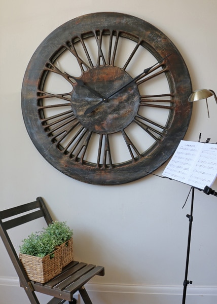Extra Large Contemporary Handmade Wall Clock. Wood Skeleton Clock with Roman Numerals.