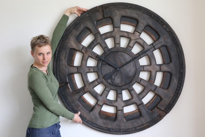 Giant Handmade Wooden Statement Wall Clock. 120 cm diameter.