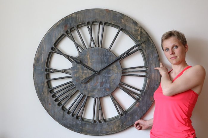 Grey Shabby Chic Skeleton Clock - handmade