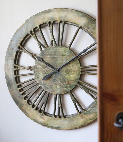 Very Large Modern Wall Clocks Home Decor. Handmade & Hand Painted Roman Numeral 100 cm Wooden Wall Clock.