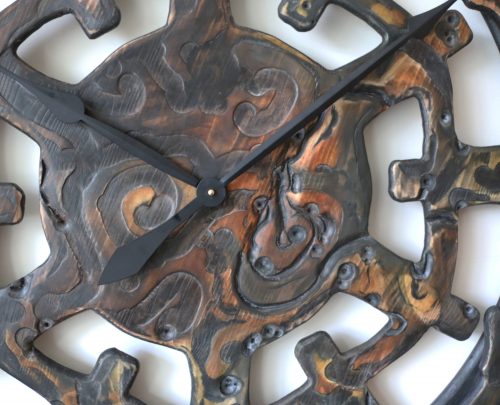 unique designer clock with carved features