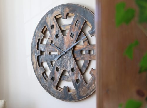 Industrial Clock made of wood