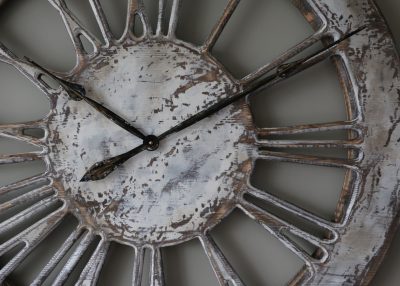 Oversized Rustic White Skeleton Wall Clock - Zoom