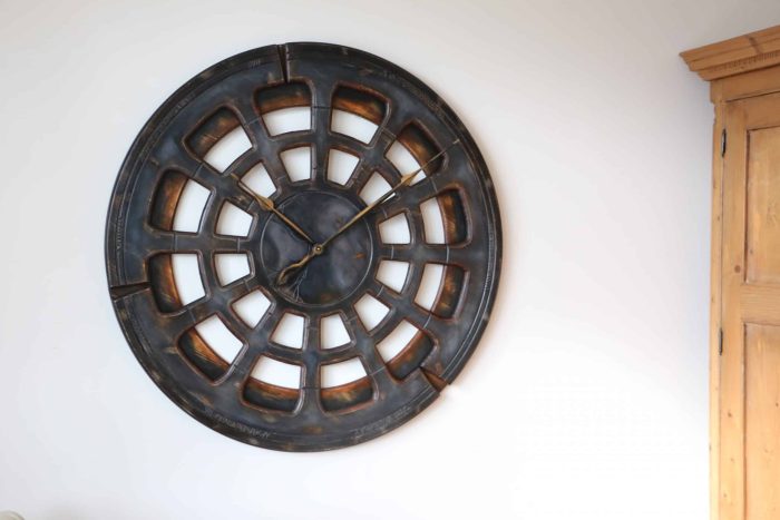 Large Grey Wall Clock from Wood