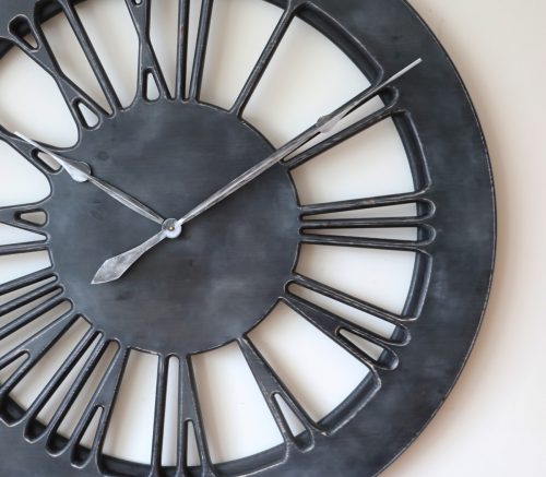 Grey Clock with silver hands